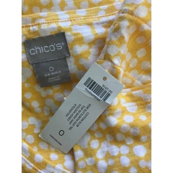 Chico's Top Size 0 Small Yellow Slub Tee Shirt New - Picture 6 of 7